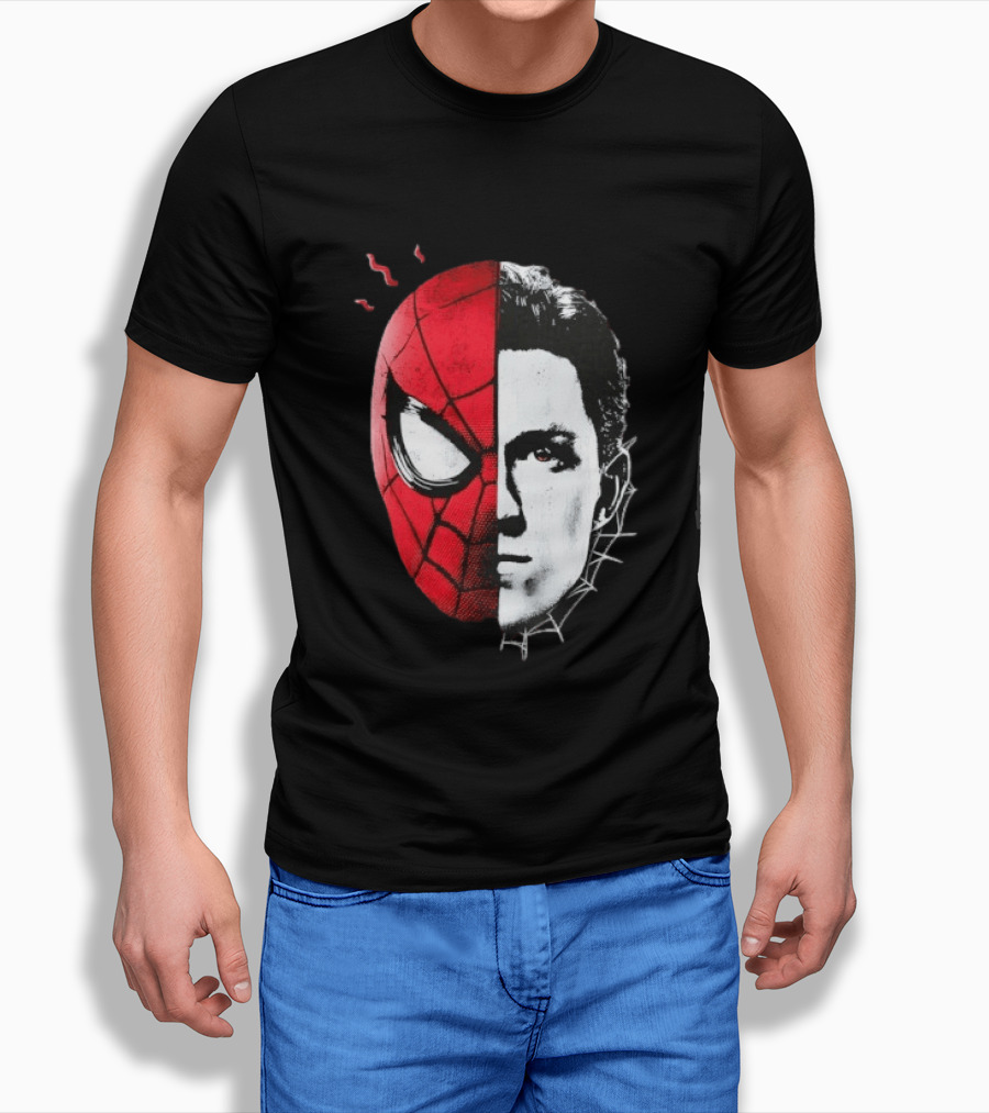 Tom Holland Spider Man Split Face Marvel Mashup T-Shirt