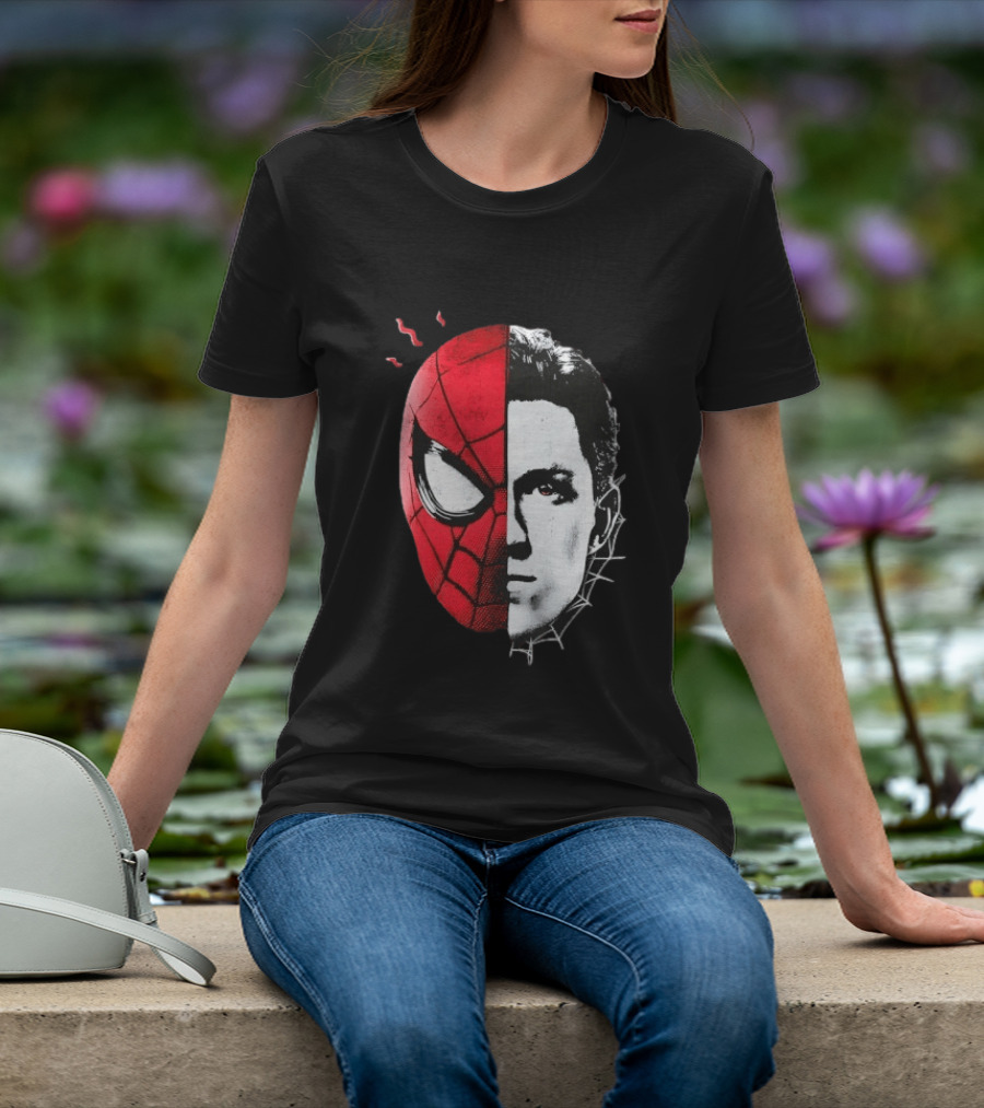 Tom Holland Spider Man Split Face Marvel Mashup T-Shirt