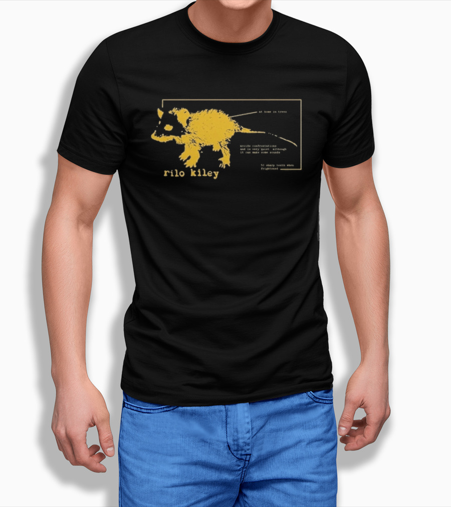 Rilo Kiley Possum Schematic Diagram With Bold Yellow Color T-Shirt