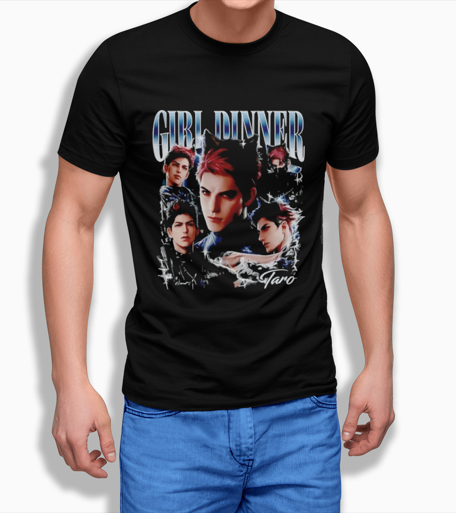 Girl Dinner Taro Valko Anime Character Faces T-Shirt