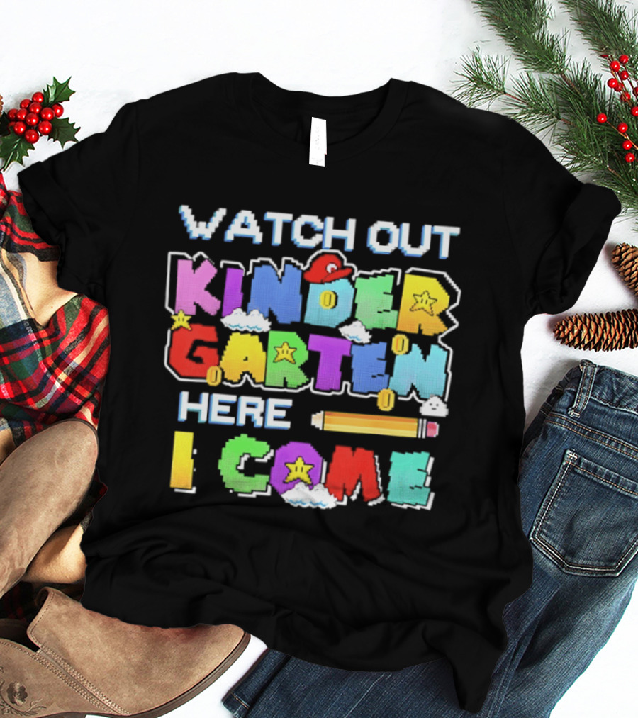 Out Kindergarten Here I Come Fun Colorful Back To School Kids T-Shirt