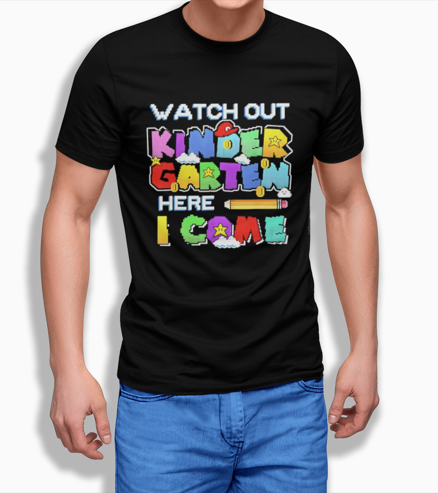 Out Kindergarten Here I Come Fun Colorful Back To School Kids T-Shirt