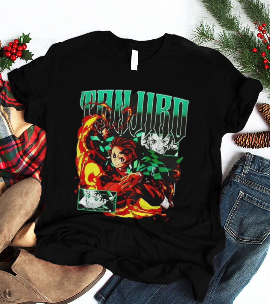 Tanjiro Kamado Flames Demon Slayer Anime Kimetsu No Yaiba T-Shirt