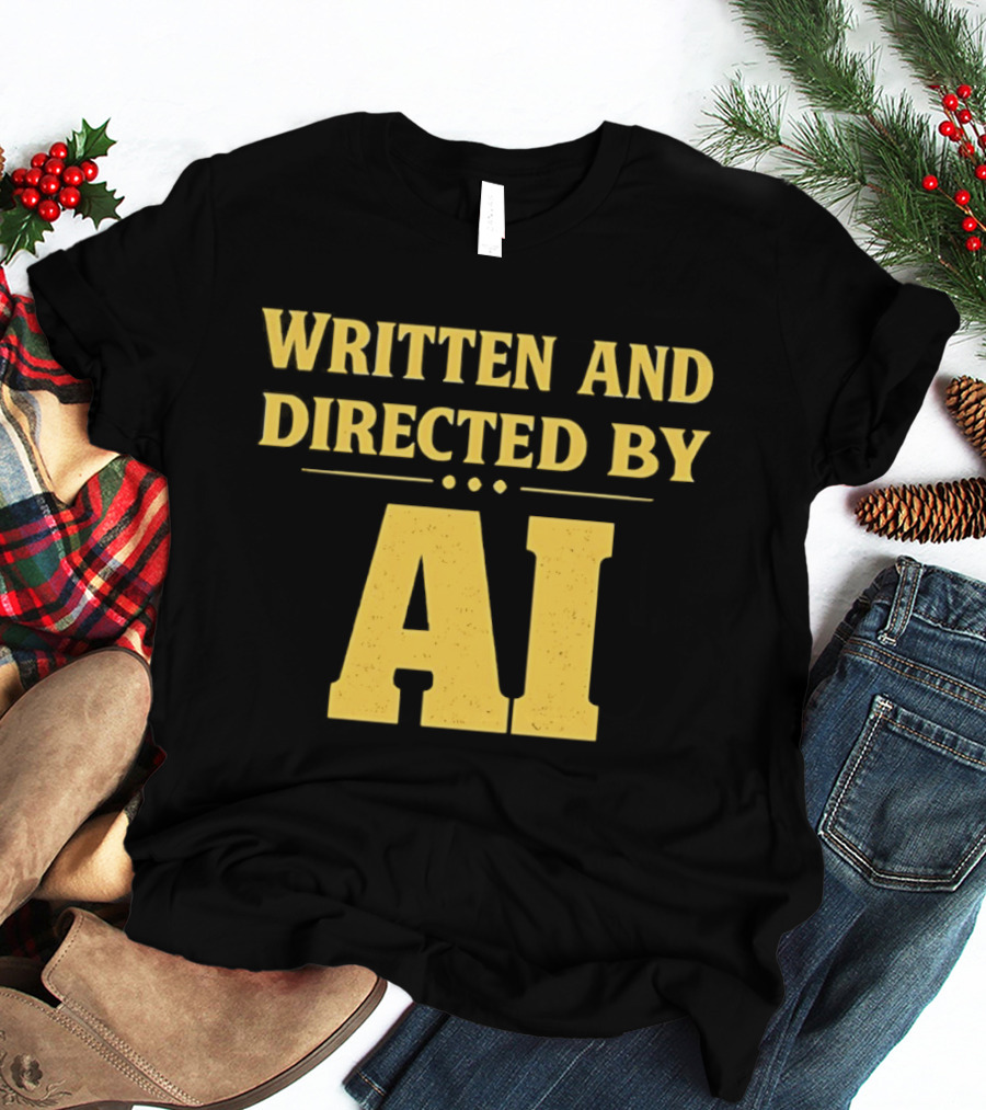 Written And Directed By AI Text Yellow Font T-Shirt