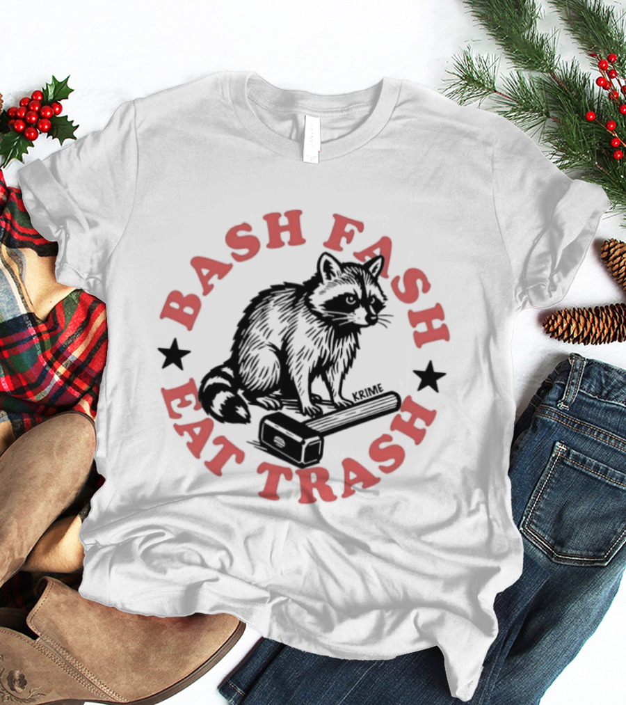 Raccoon Bash Fash Eat Trash Antifa Slogan Star T-Shirt