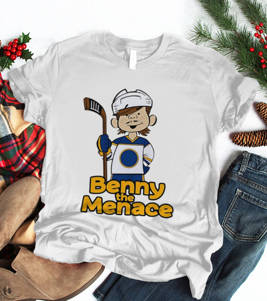 Benny The Menace Jordan Binnington St Louis Blues NHL Hockey Player Cartoon T-Shirt
