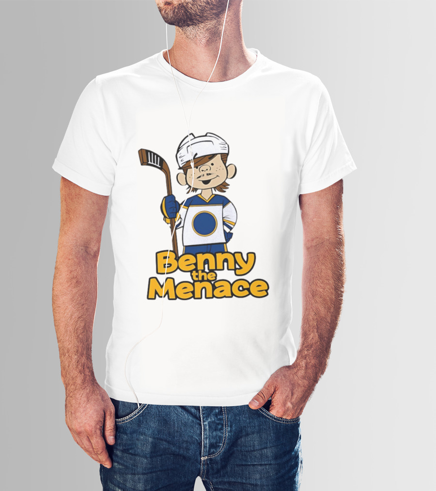 Benny The Menace Jordan Binnington St Louis Blues NHL Hockey Player Cartoon T-Shirt