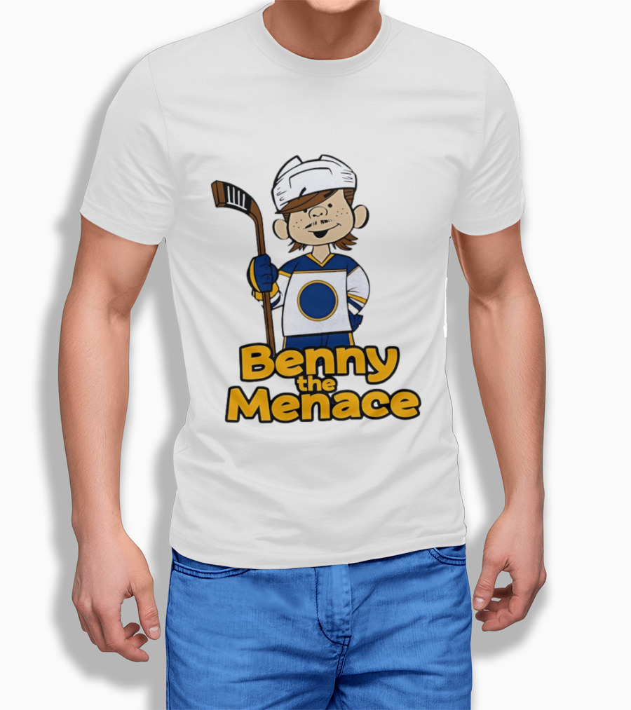 Benny The Menace Jordan Binnington St Louis Blues NHL Hockey Player Cartoon T-Shirt