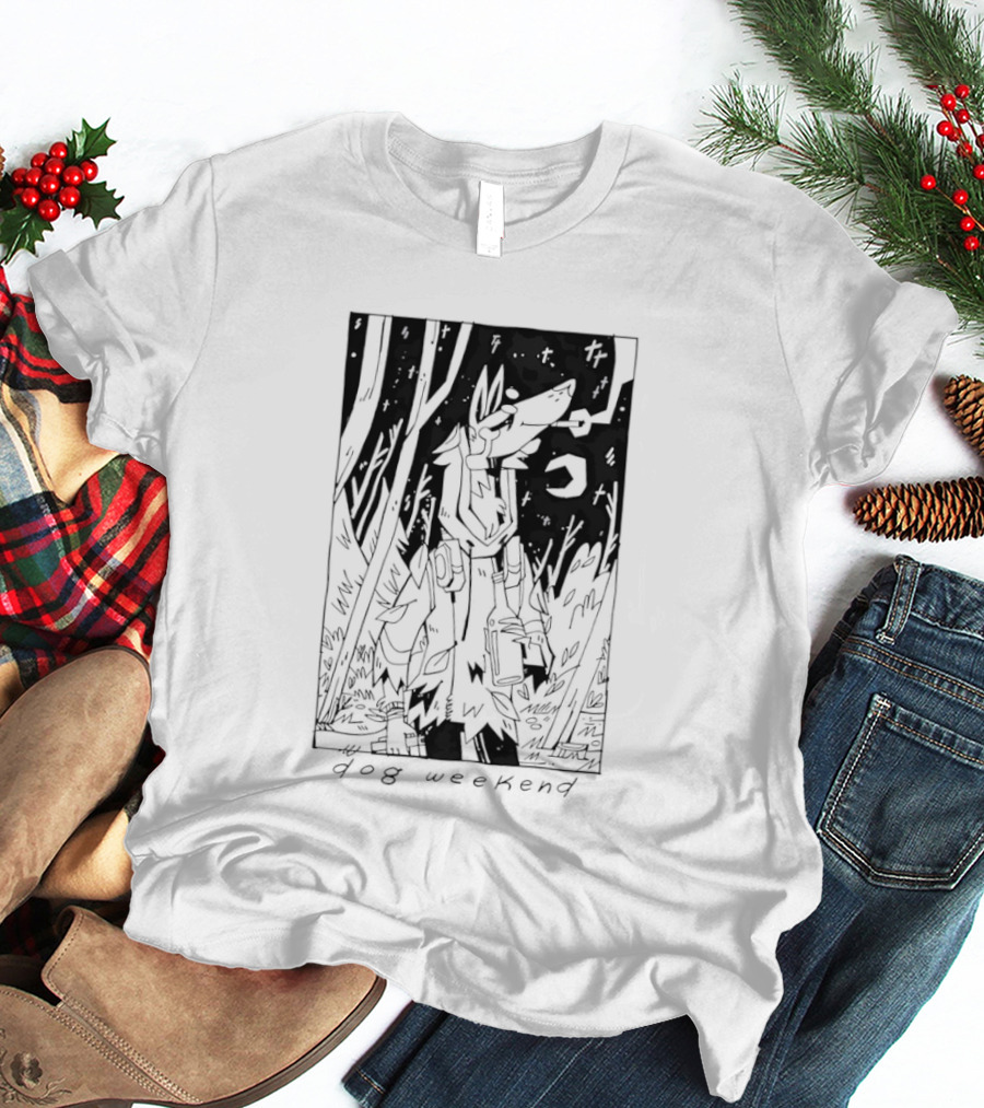 Dog Woods Weekend Forest Scene With Moon And Trees T-Shirt