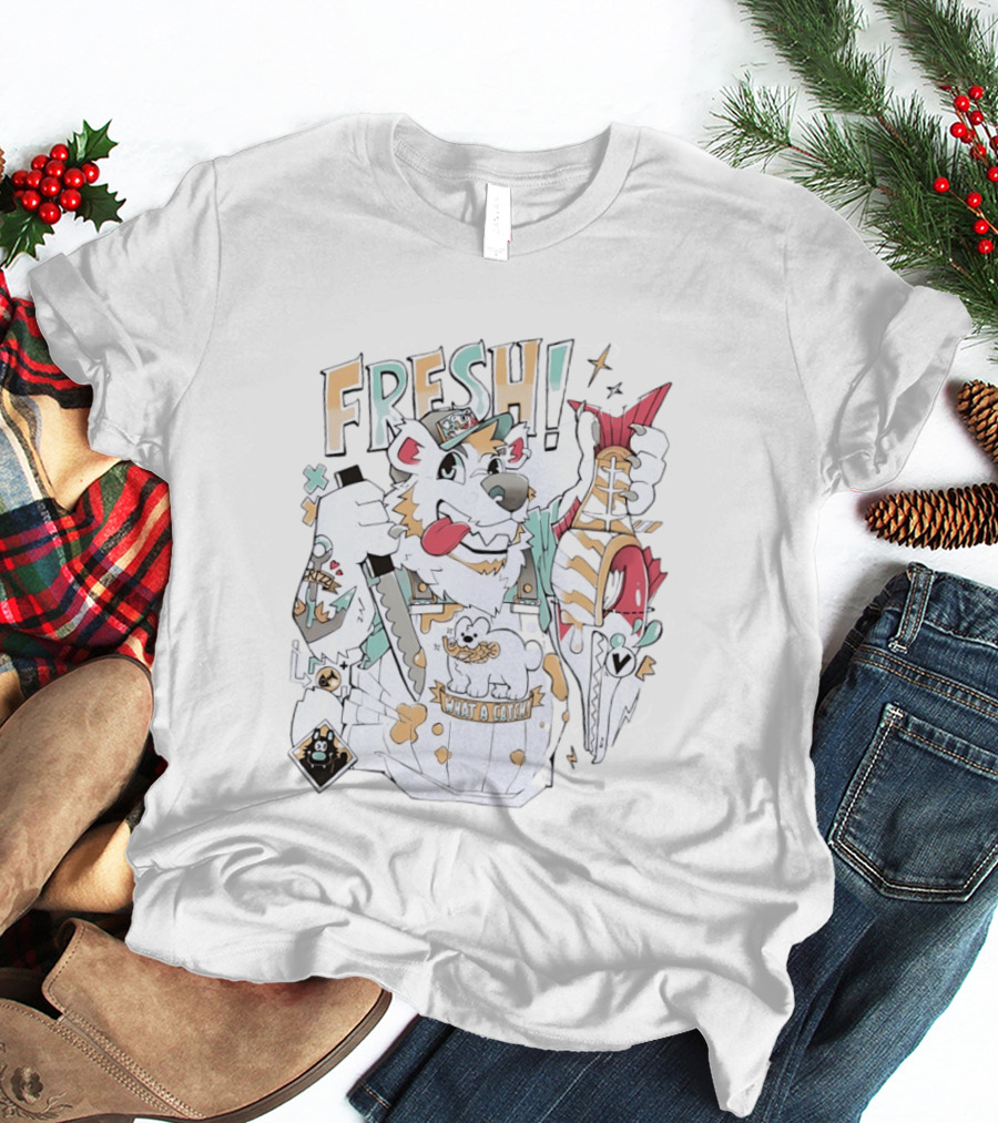 FRESH Polar Bear What A Catch With Fish Animation T-Shirt