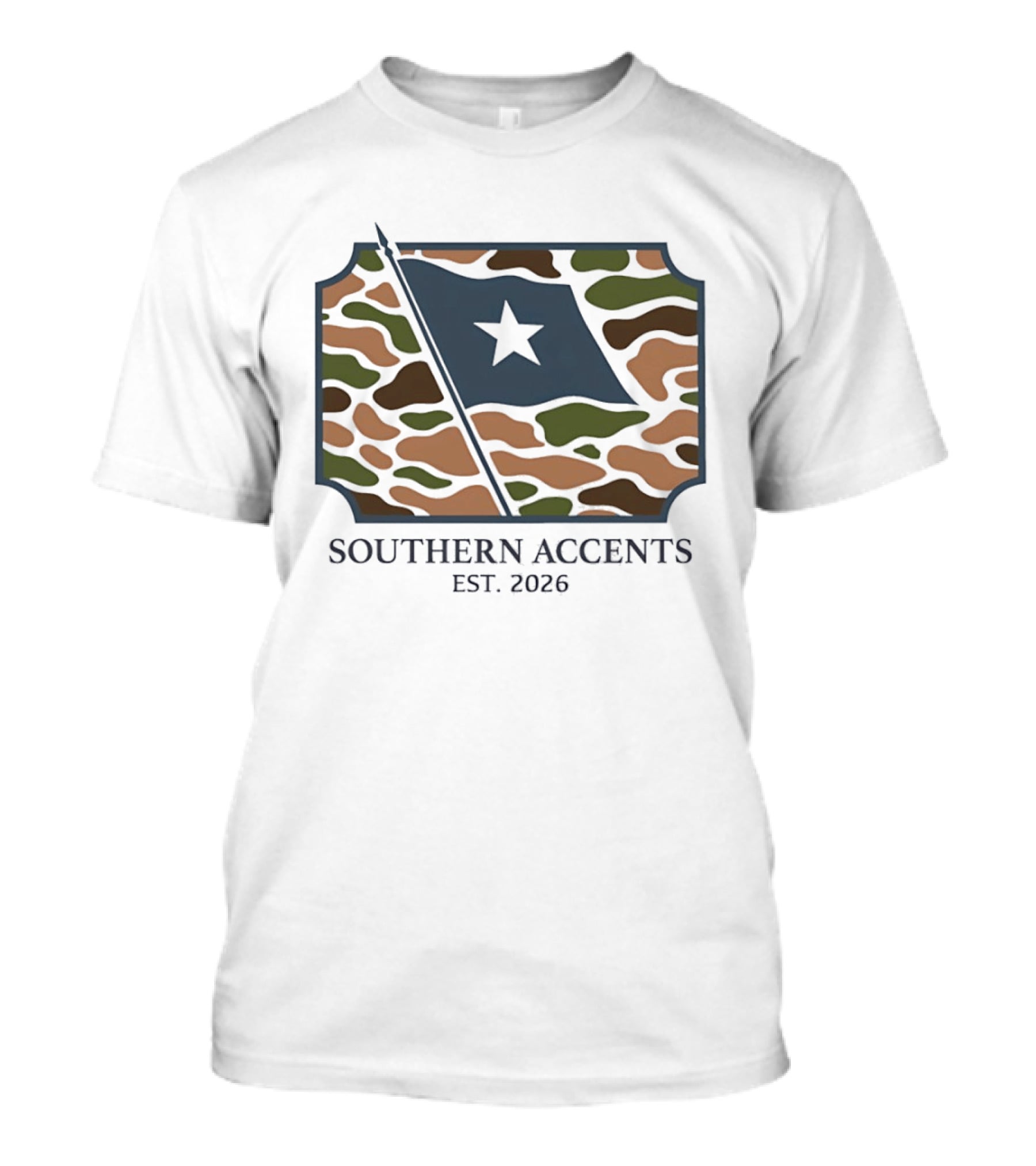 Southern Accents Camo Flag Est 2026 Star T-Shirt