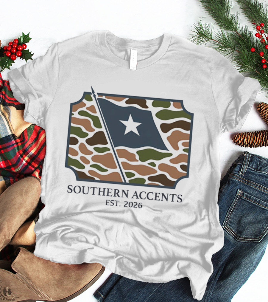 Southern Accents Camo Flag Est 2026 Star T-Shirt