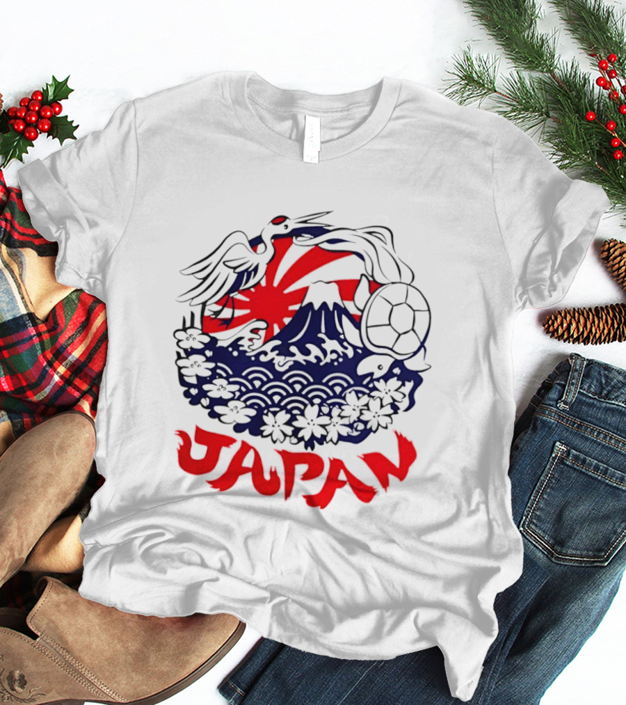 Japan Mt Fuji Crane Turtle Sakura Rising Sun Symbolism T-Shirt