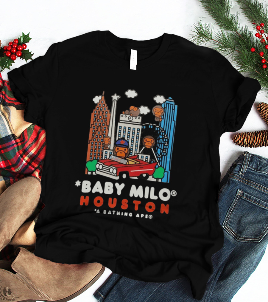 Baby Milo Houston A Bathing Ape City Skyline Car Scene T-Shirt