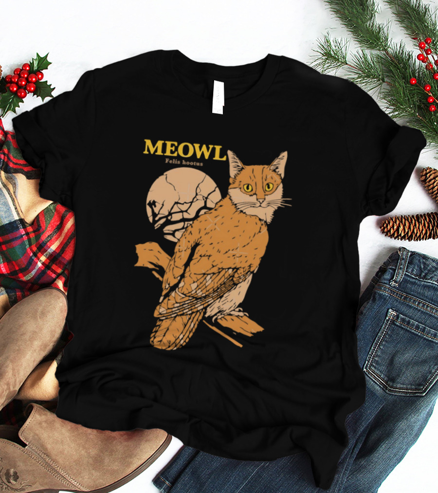 Meowl Felis Hootus Cat Owl Fusion With Moon T-Shirt