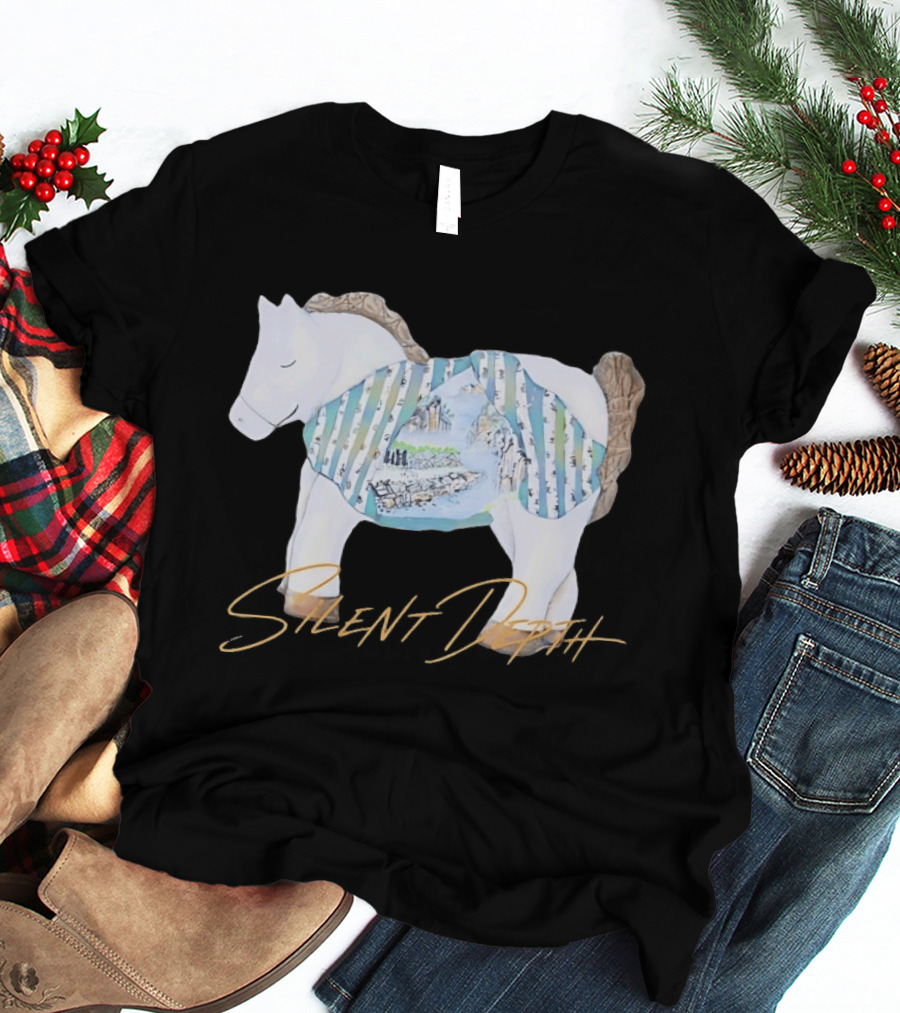 Silent Depth Horse Mountain Landscape Painted Body T-Shirt