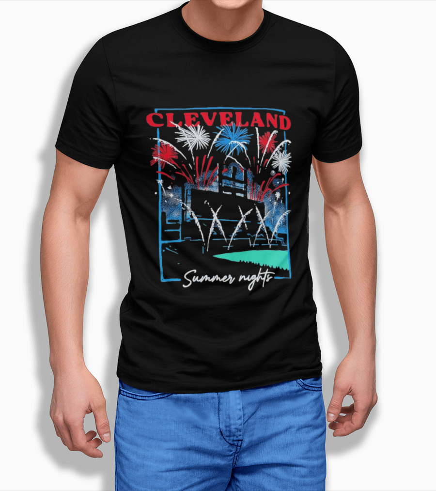 Cleveland Fireworks Summer Nights Baseball City Love T-Shirt