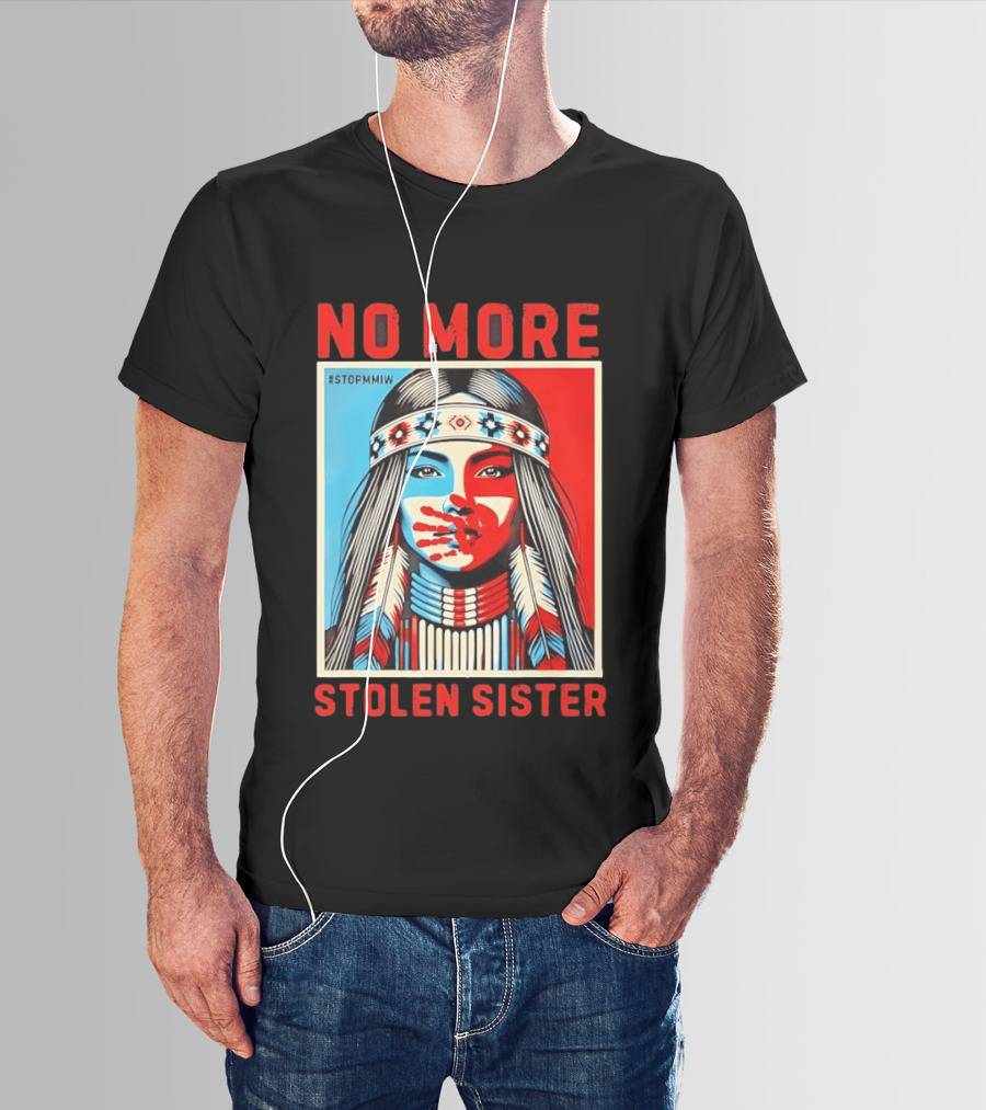 NO MORE Red Handprint STOPMMIW Stolen Sister Indigenous Awareness T-Shirt