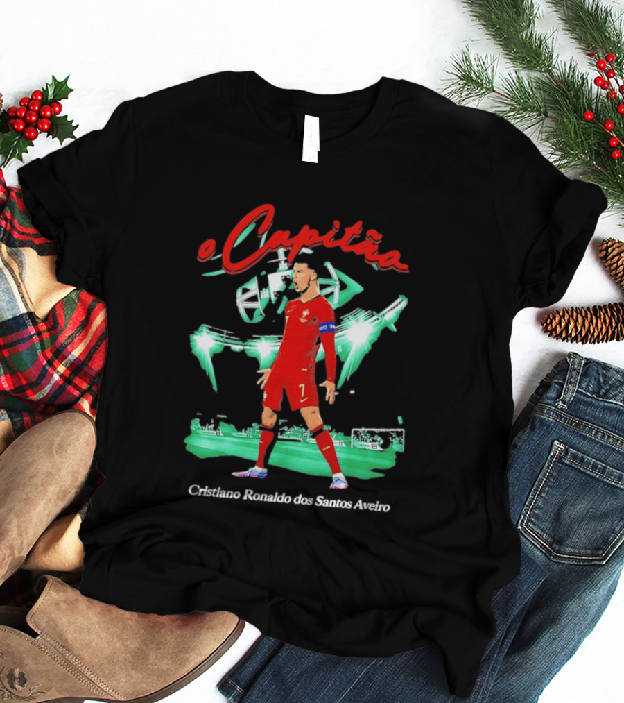 Cristiano Ronaldo O Capitão 7 Dos Santos Aveiro Celebrating Soccer Stadium T-Shirt
