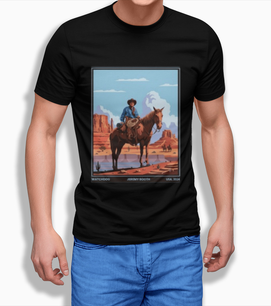 Dog Jeremy Booth USA 2020 Cowboy And Horse Desert Scene T-Shirt