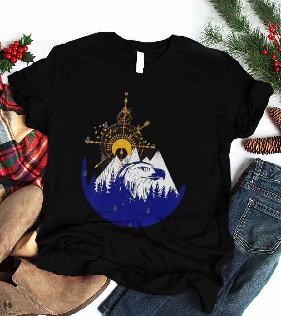 Eagle And Compass With Mountain Forest T-Shirt