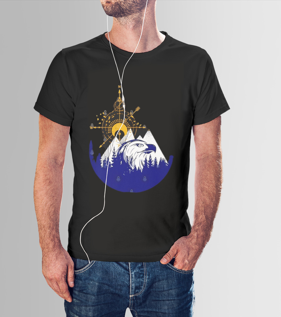 Eagle And Compass With Mountain Forest T-Shirt