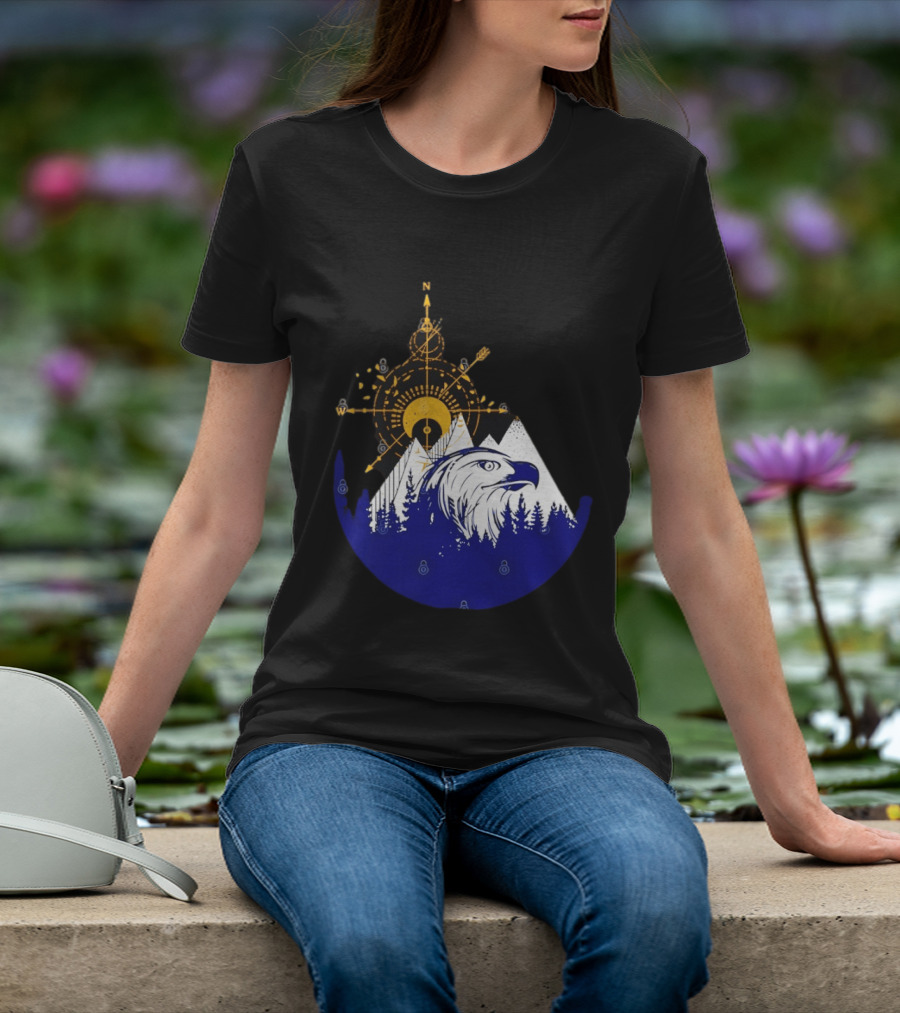 Eagle And Compass With Mountain Forest T-Shirt