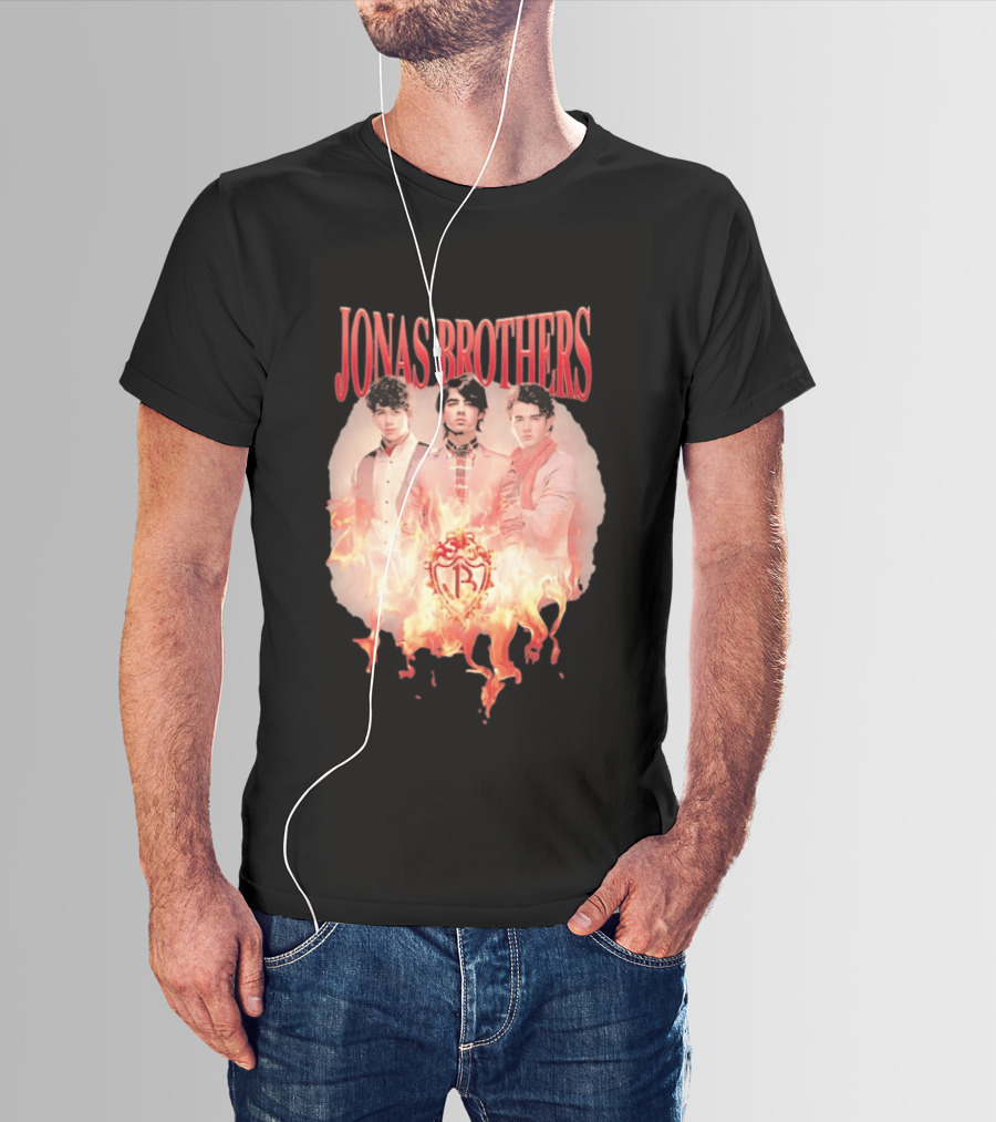 Jonas Brothers Fire Flame Trio Band Photography T-Shirt