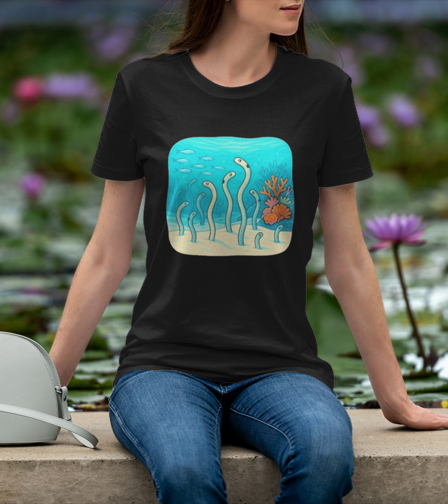 Garden Eels Reef Hawaii With Colorful Coral And Tropical Fish T-Shirt
