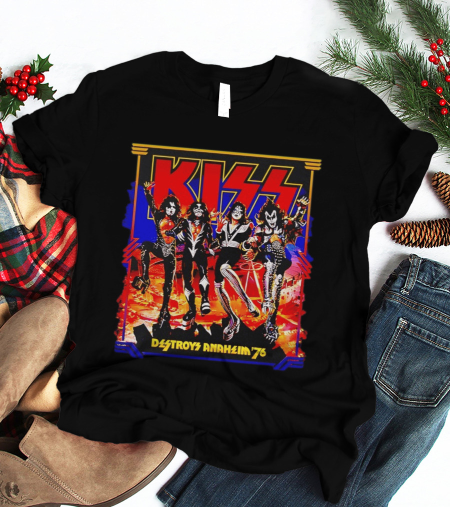 KISS Destroys Anaheim 76 Band Photo Arena Show T-Shirt
