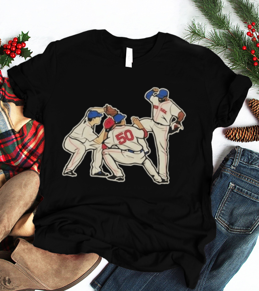 Red Sox Mookie Betts Jackie Bradley Jr Andrew Benintendi Win Dance Repeat Baseball Players Boston Team Celebration T-Shirt