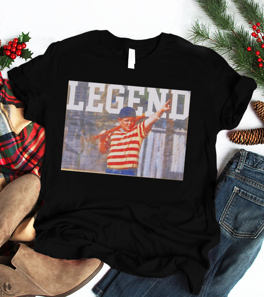 Sandlot Legend Striped Kid Holding Bat Pointing T-Shirt