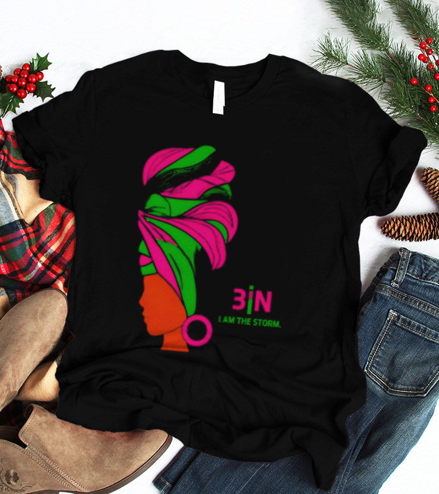 3In I Am The Storm Black Woman Headwrap Lashing Enerol T-Shirt