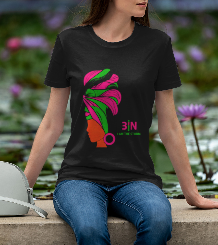 3In I Am The Storm Black Woman Headwrap Lashing Enerol T-Shirt