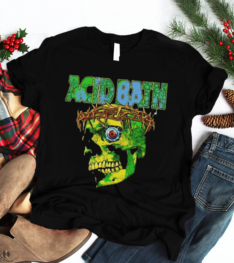Acid Bath 2026 EU And UK Tour Green Skull Crown Of Thorns Dates Back T-Shirt