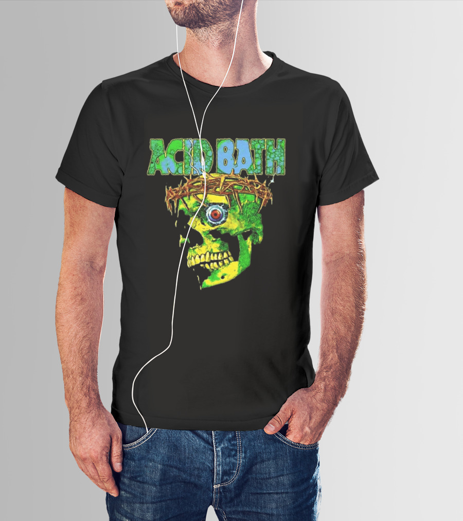 Acid Bath 2026 EU And UK Tour Green Skull Crown Of Thorns Dates Back T-Shirt