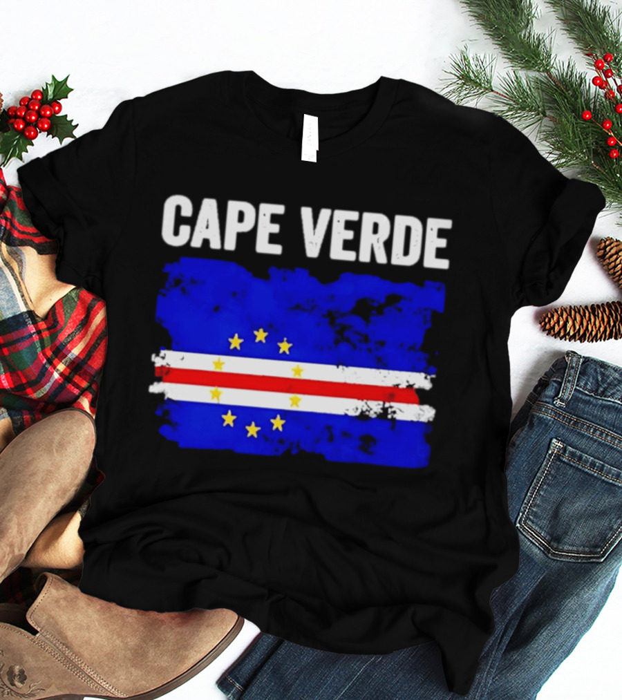 Cape Verde Distressed Flag Design Six Yellow Stars T-Shirt