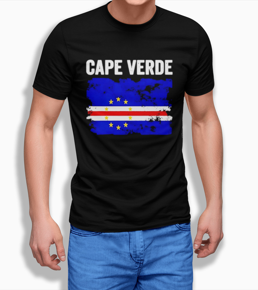 Cape Verde Distressed Flag Design Six Yellow Stars T-Shirt