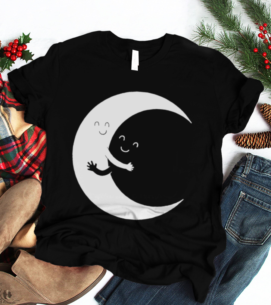Celestial Hugging Moon Crescent Night Sky Space T-Shirt