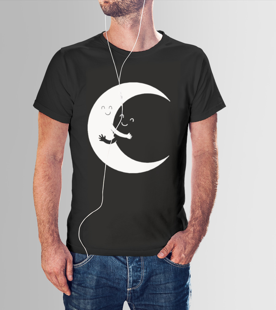 Celestial Hugging Moon Crescent Night Sky Space T-Shirt