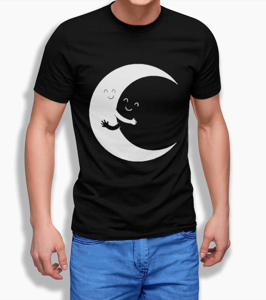 Celestial Hugging Moon Crescent Night Sky Space T-Shirt