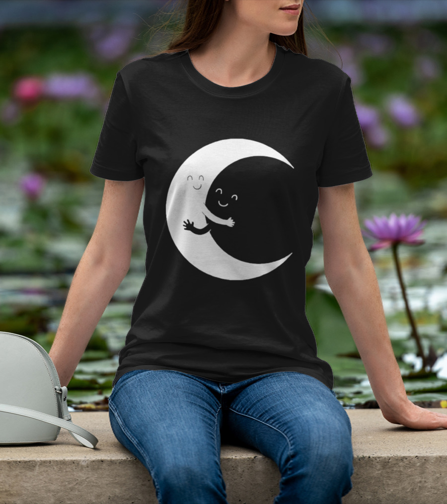 Celestial Hugging Moon Crescent Night Sky Space T-Shirt