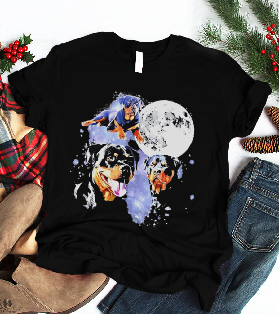 Rottweiler Galaxy Moon Space Celestial Dog Breed Lover Pet Owner Lunar Canine Adventure T-Shirt