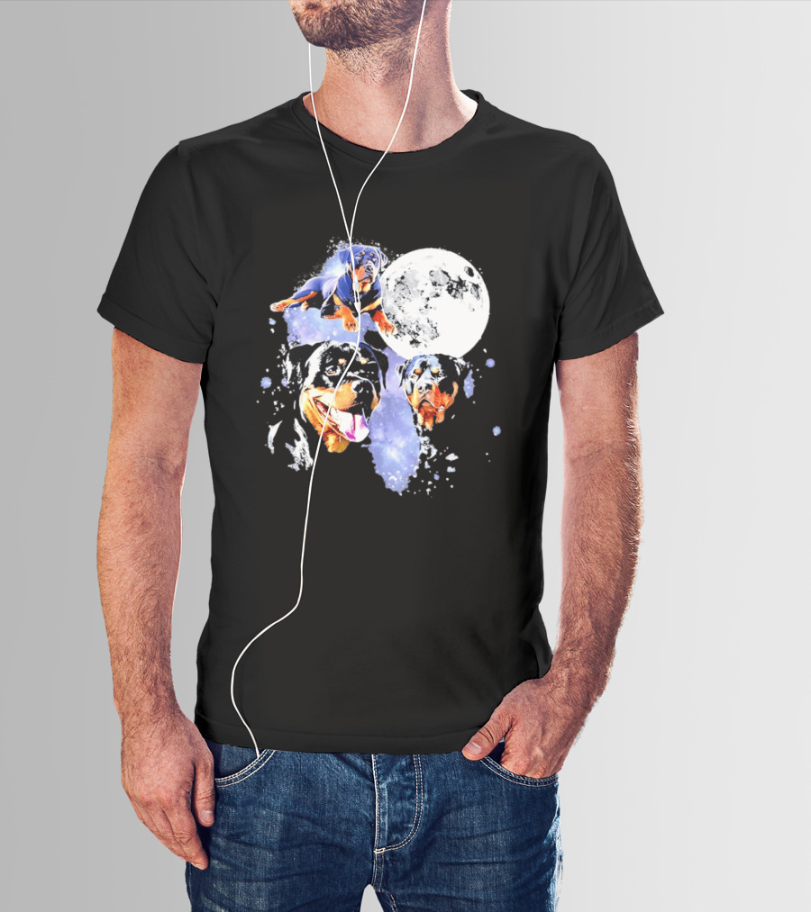 Rottweiler Galaxy Moon Space Celestial Dog Breed Lover Pet Owner Lunar Canine Adventure T-Shirt