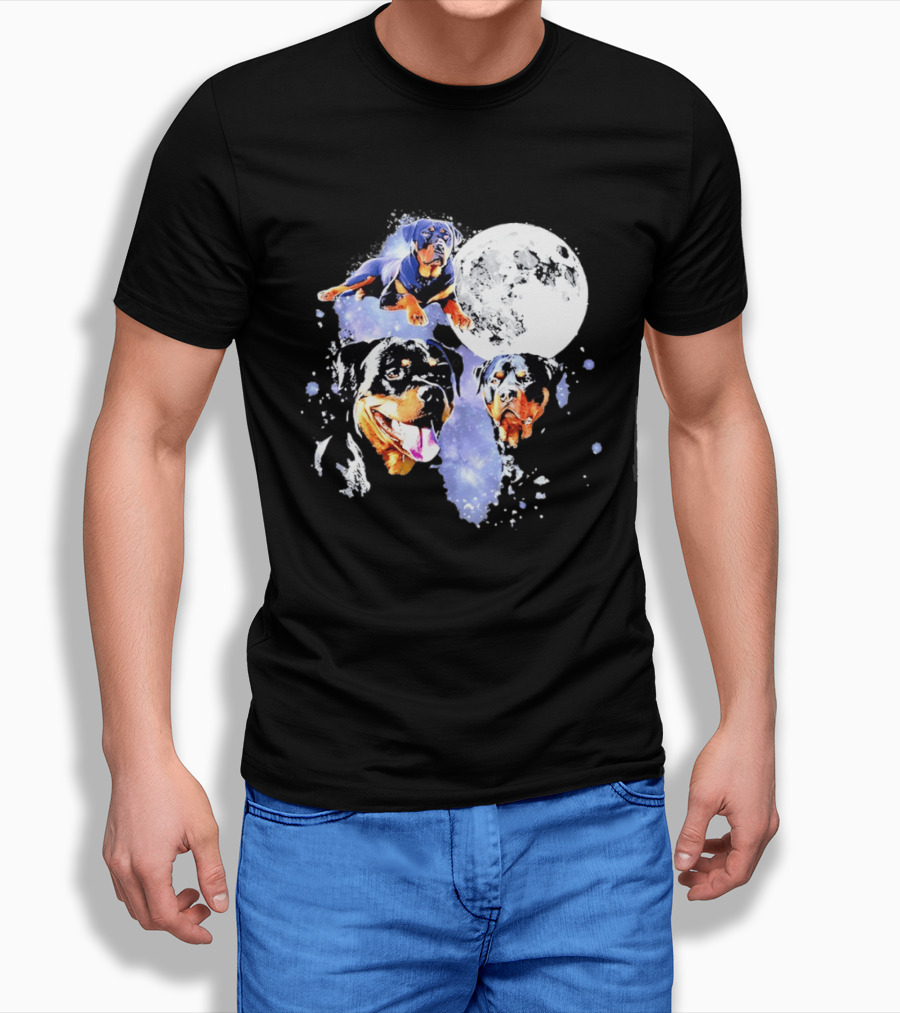 Rottweiler Galaxy Moon Space Celestial Dog Breed Lover Pet Owner Lunar Canine Adventure T-Shirt