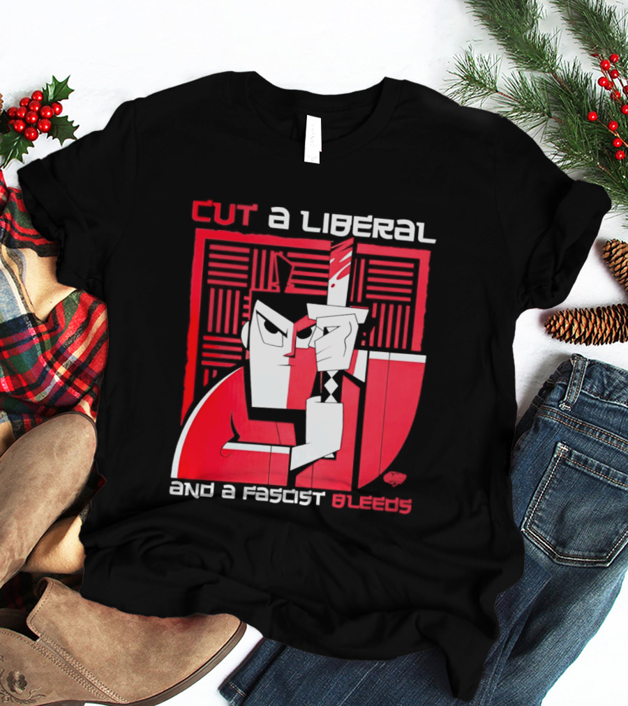 Samurai Jack Cut A Liberal And A Fascist Bleeds Political Art Image T-Shirt
