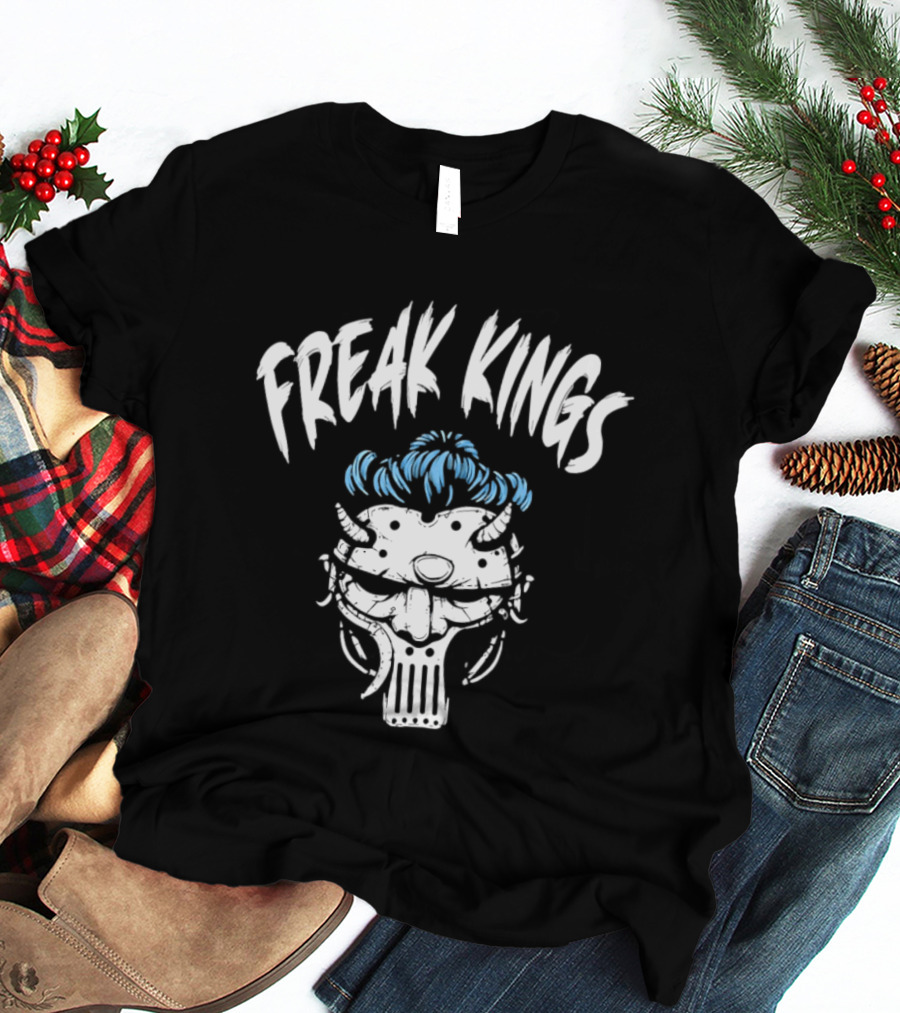 Freak Kings Horned Skull Blue Hair T-Shirt