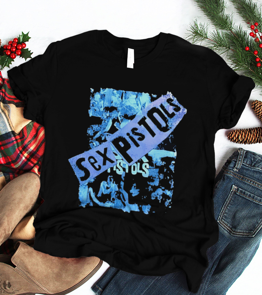 Sex Pistols Distressed Blue Photo Collage T-Shirt