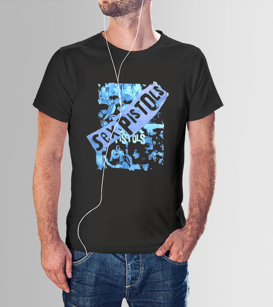 Sex Pistols Distressed Blue Photo Collage T-Shirt
