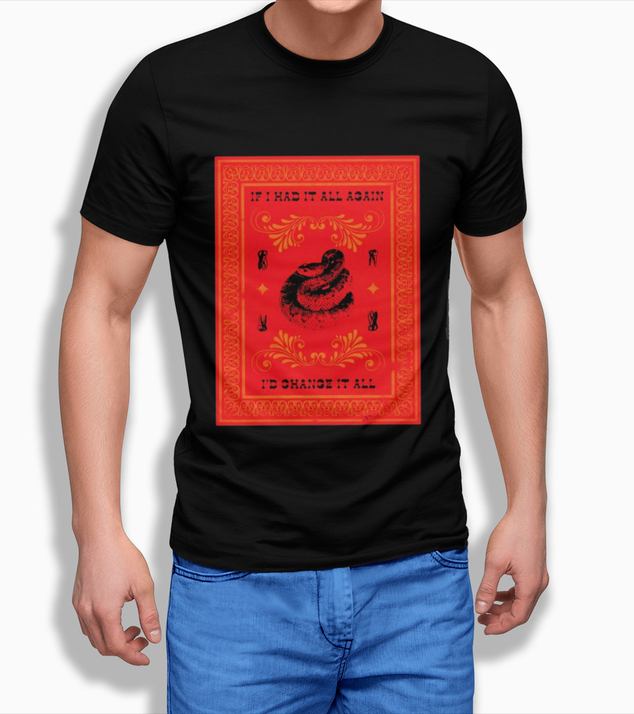 If I Had It All Again I'd Change It All Rattlesnake Western Red Bandana T-Shirt